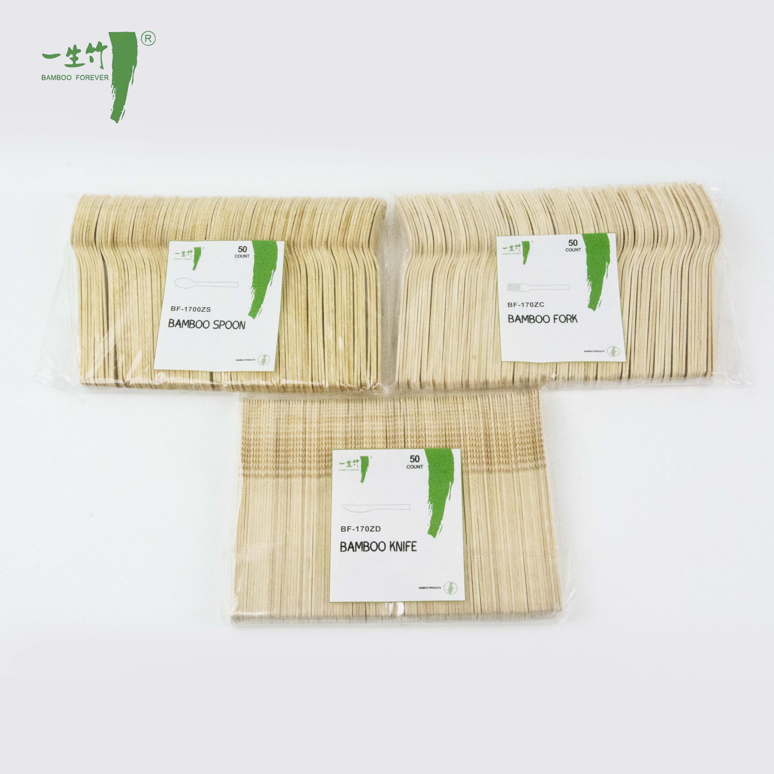 Venta Directa de Fábrica – Cubiertos Desechables de Bambú Envueltos en Plástico