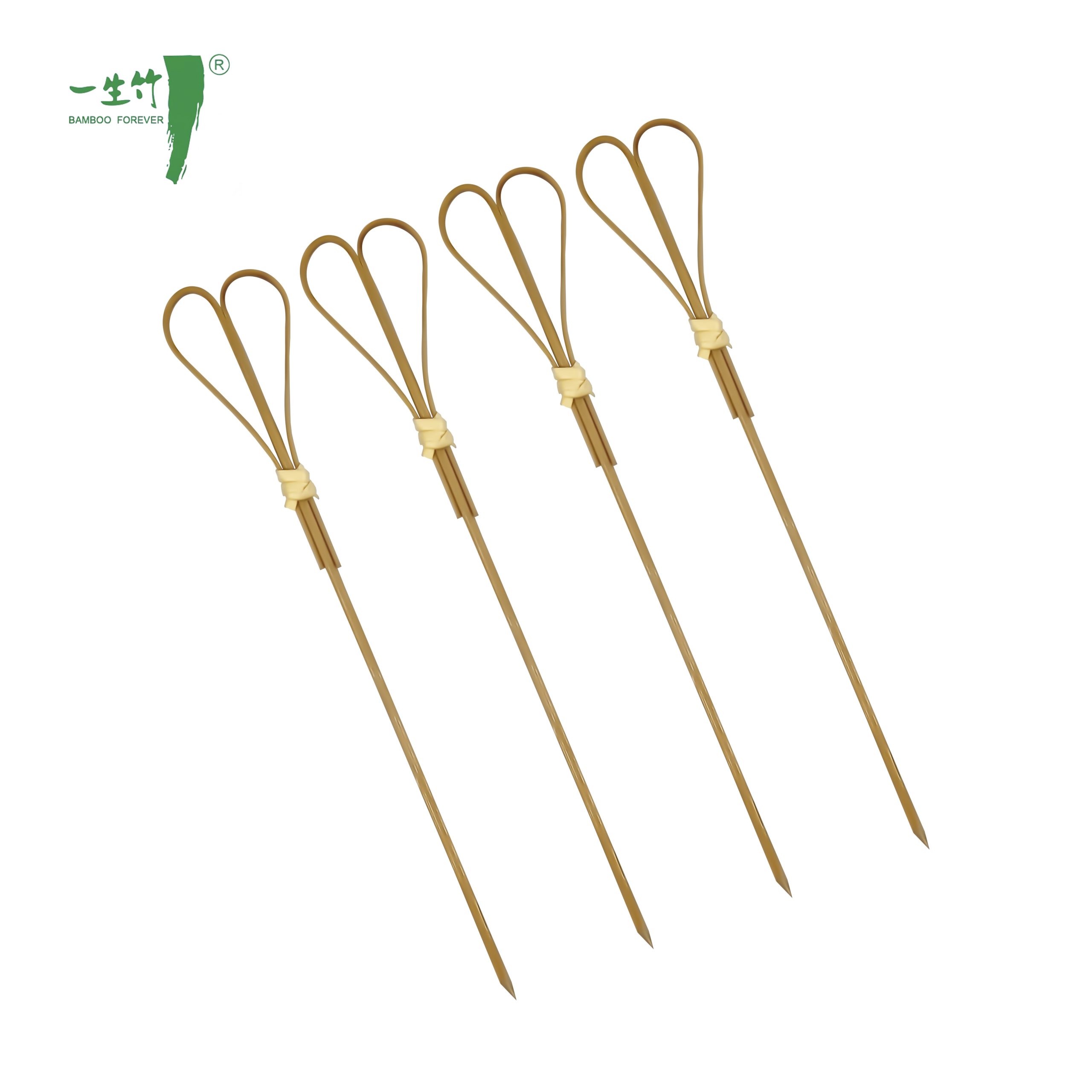 Palitos de Bambú para Brochetas de Frutas Cocktail con Nudo y Cordel para Asar – Skewers Corazón de Bambú