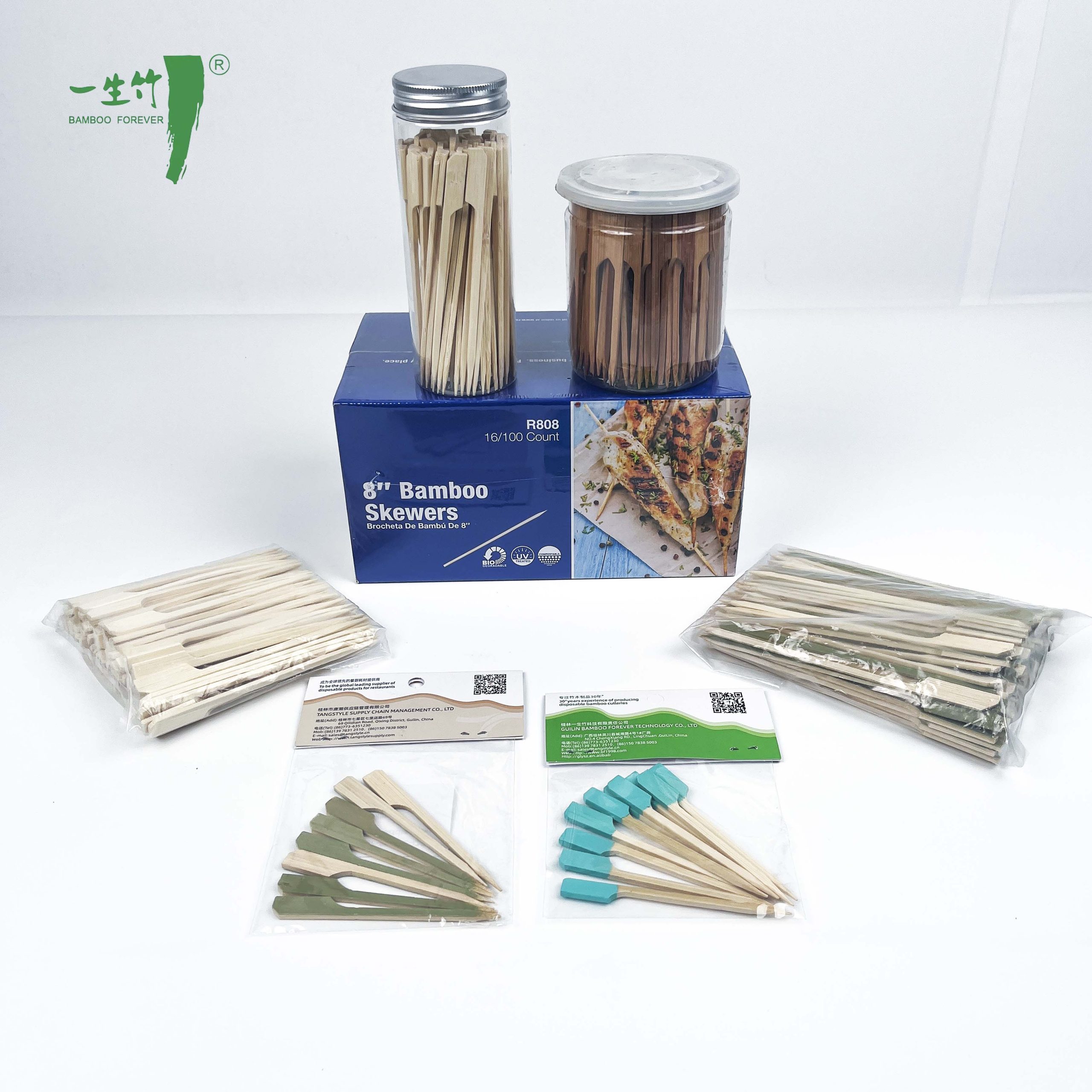 Brocheta de Bambú Natural en Forma de Pistola Teppo de Alta Calidad con Envoltura Personalizada